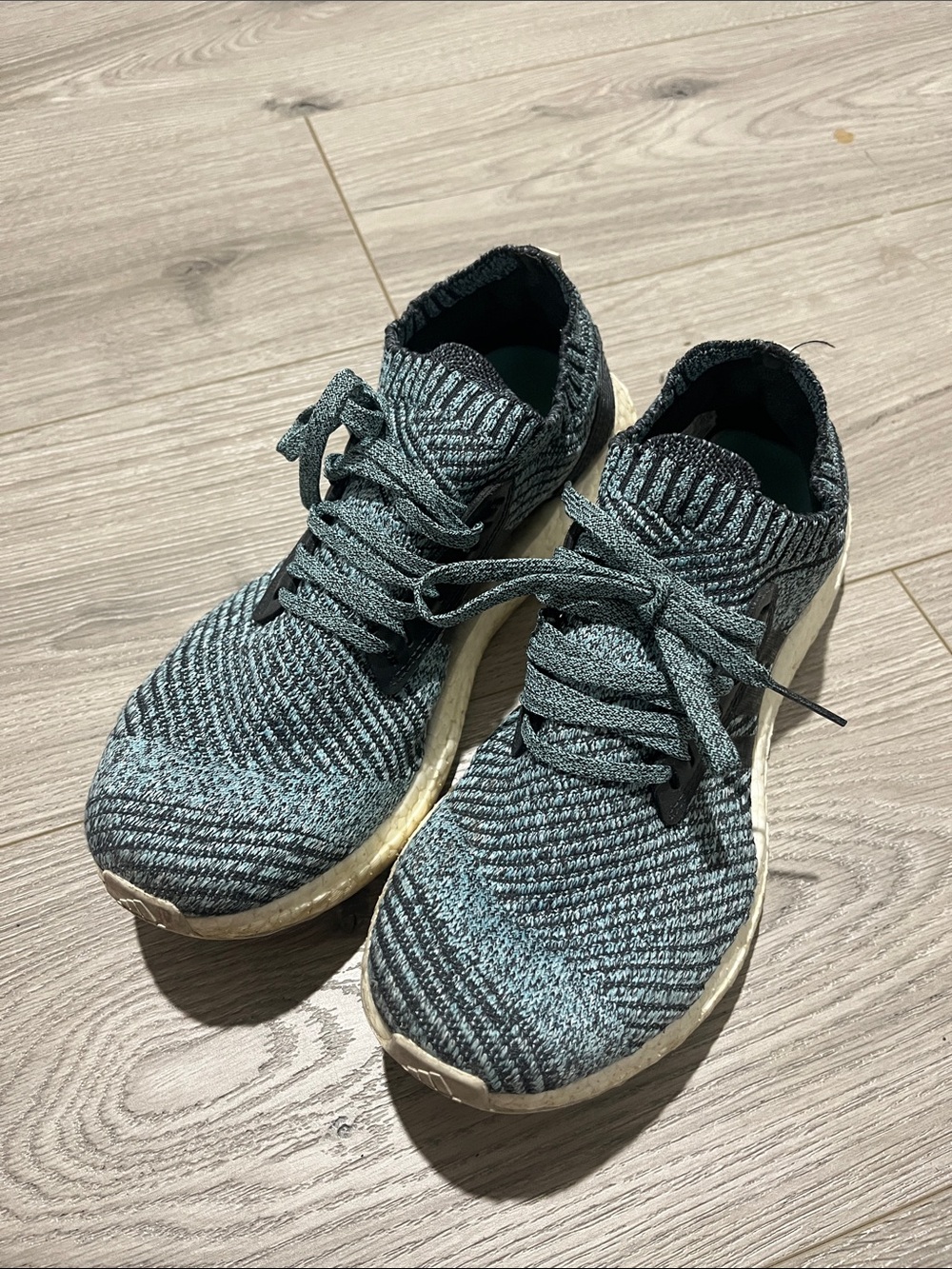 adidas Knit Athletic Shoes in Teal and Black